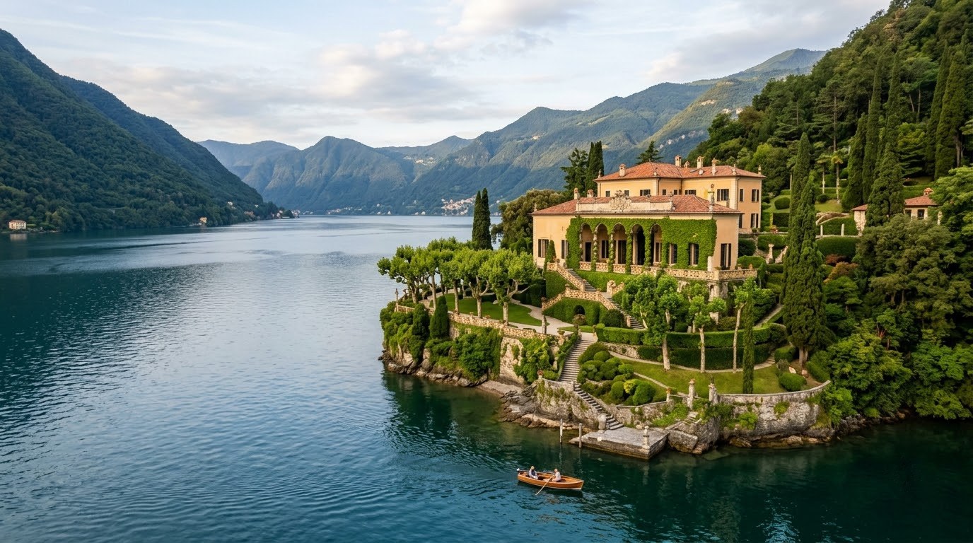Villa del Balbianello terraced gardens on Lake Como