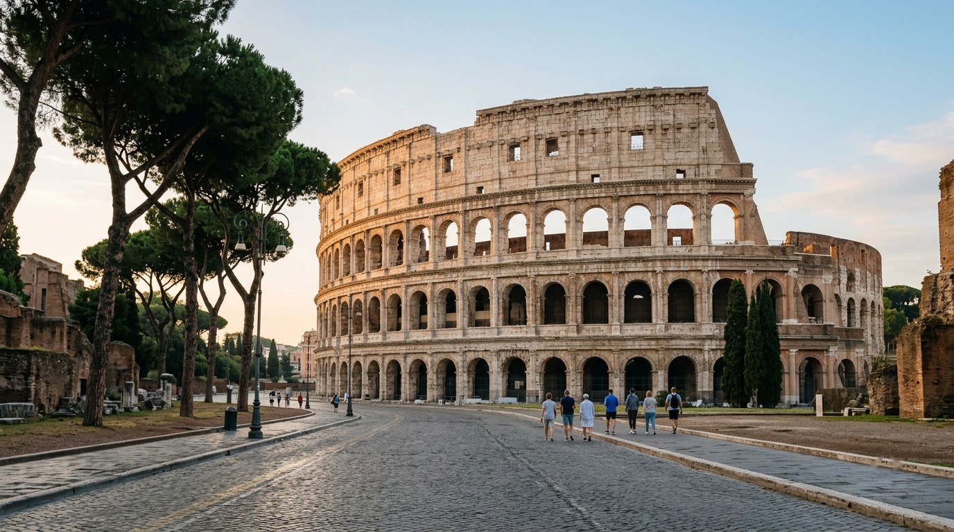The Colosseum in Rome in soft morning light