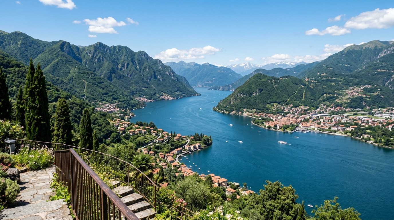 View over Lake Como from Brunate on a clear day