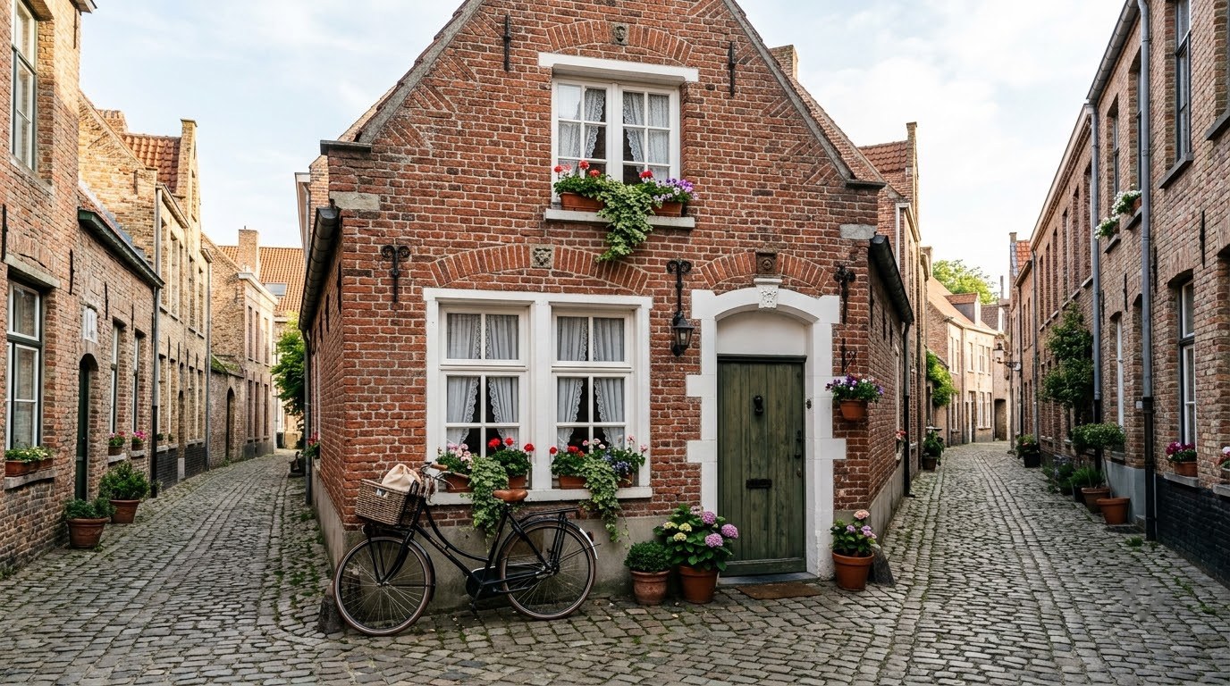 Small red-brick B&B on a quiet cobbled lane in Bruges