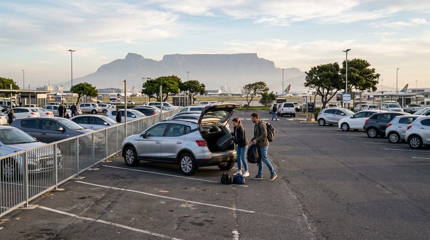 Rental car pickup at Cape Town International Airport