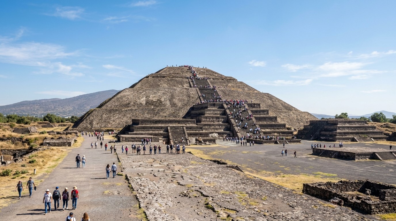 Pyramid of the Sun at Teotihuacan on a day trip from Mexico City