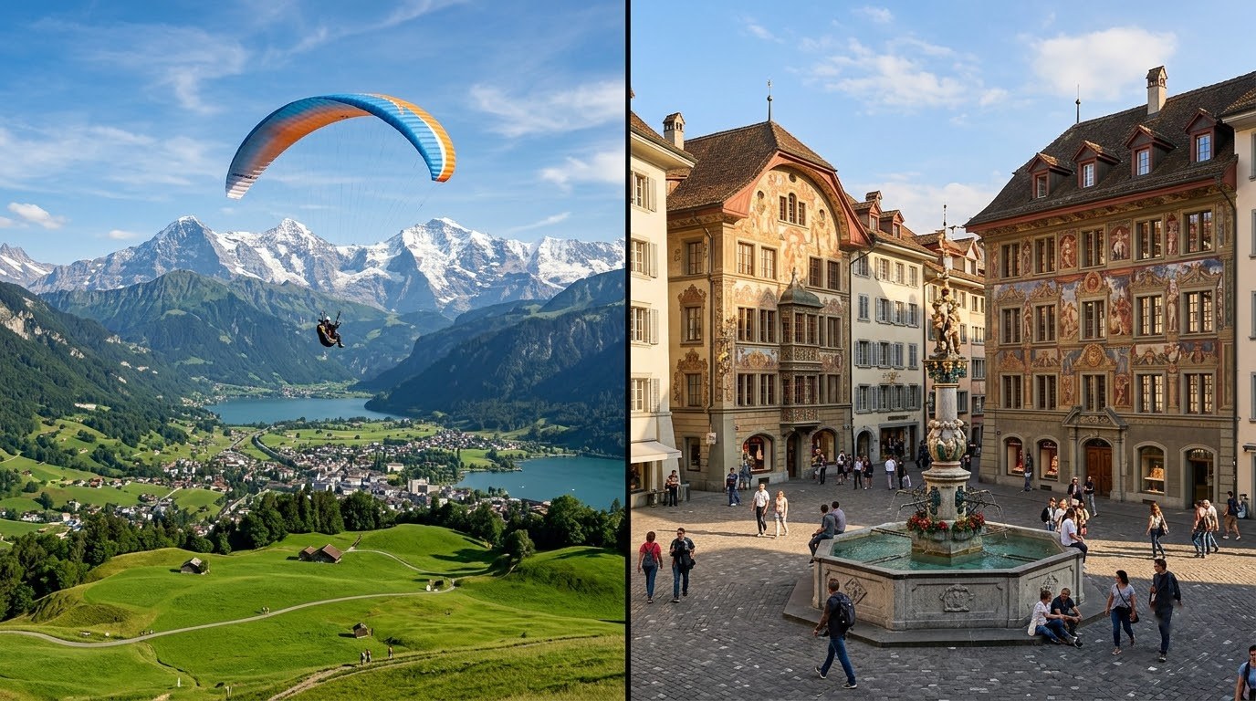 Adventure in Interlaken versus culture in Lucerne's painted old town