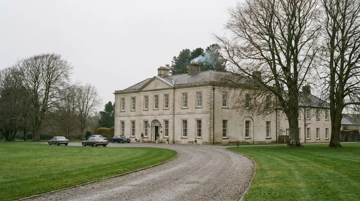 A Georgian country house with lawns and mature trees, used as a hotel, Ireland