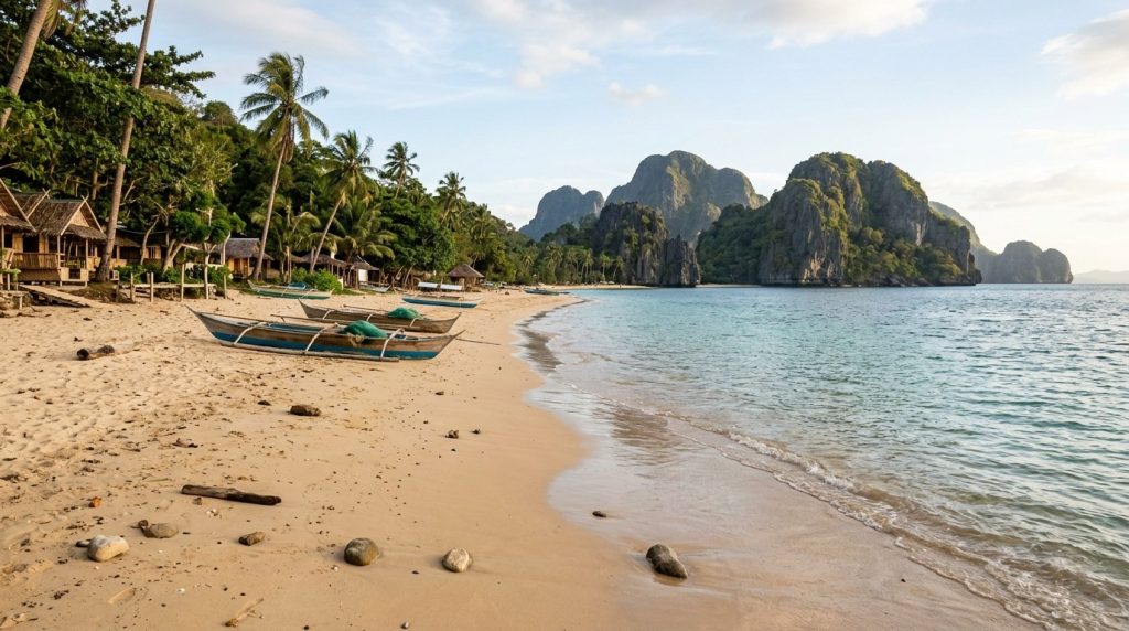 a quiet stretch of sand at Corong-Corong Beach near El Nido