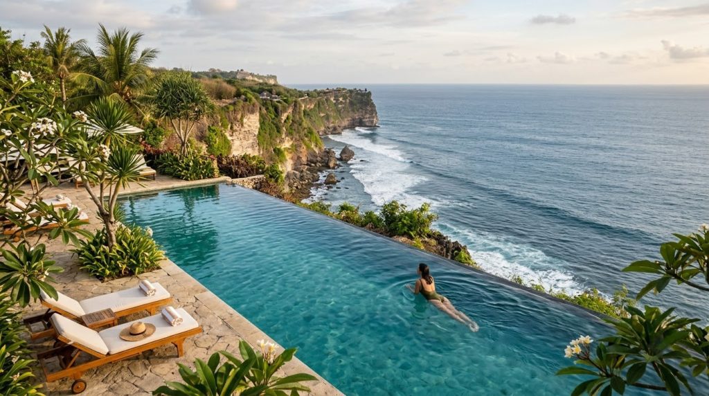 a clifftop infinity pool overlooking the ocean at Uluwatu, Bali