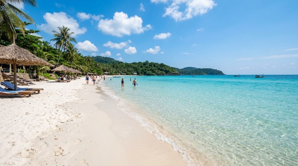 White sand and clear shallow water at Sao Beach in Phu Quoc