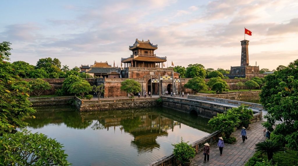 Ancient gate and moat of the Imperial City in Hue, Vietnam