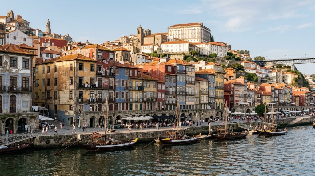 Colorful riverside houses in the Ribeira district of Porto