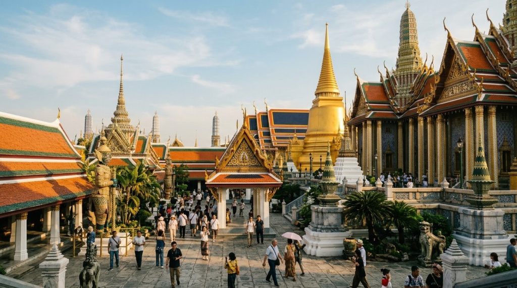 The golden spires of Wat Phra Kaew, Temple of the Emerald Buddha