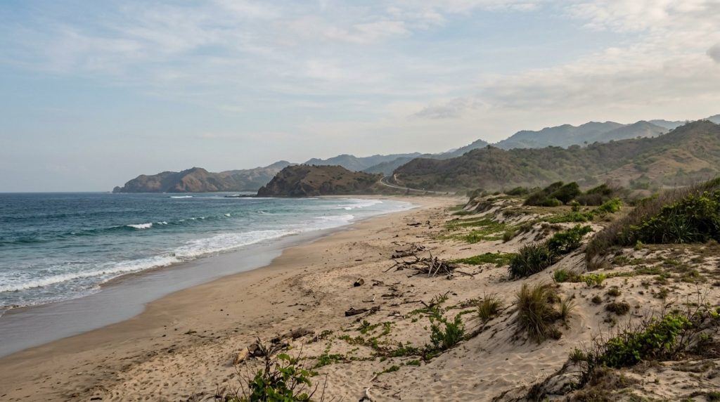 A quiet undeveloped coastline near Mandalika in South Lombok, Indonesia