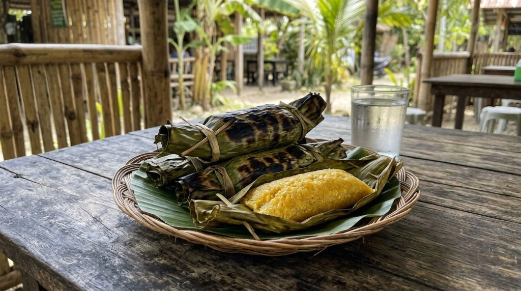 Pintos corn snacks wrapped in banana leaf, a Cebu specialty