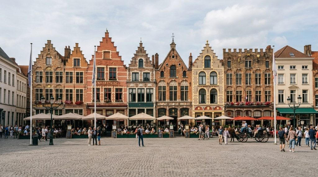 Medieval guild houses around the Markt square in central Bruges