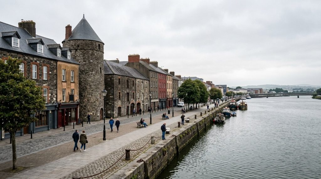 Quayside along the River Suir in Waterford's Viking Triangle, Ireland