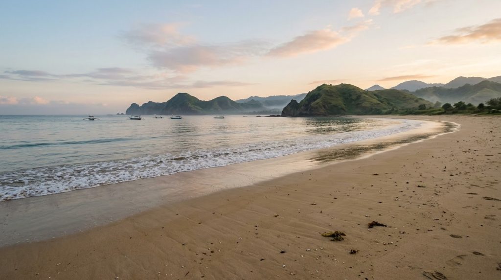 Kuta Mandalika beach in Lombok, Indonesia at dawn