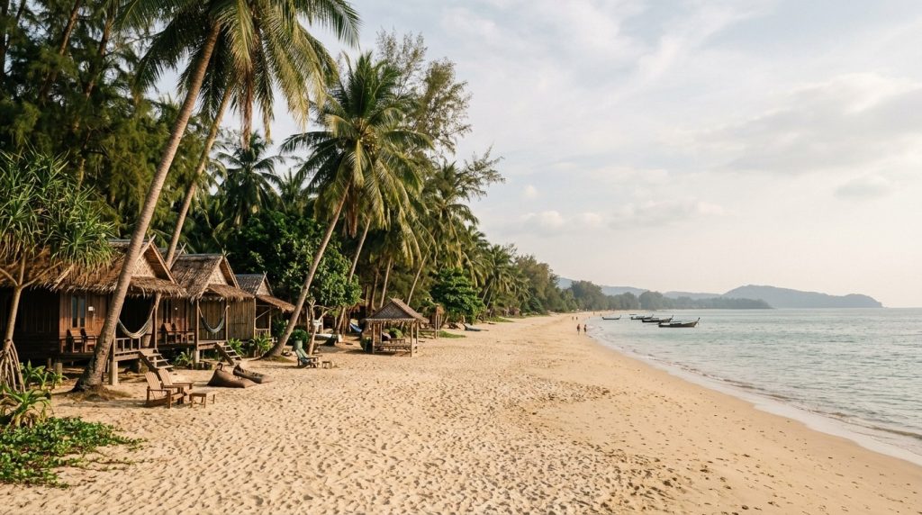 Klong Dao Beach on Koh Lanta, Thailand with palm trees