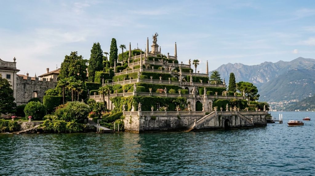 Tiered baroque garden terraces of Isola Bella on Lake Maggiore