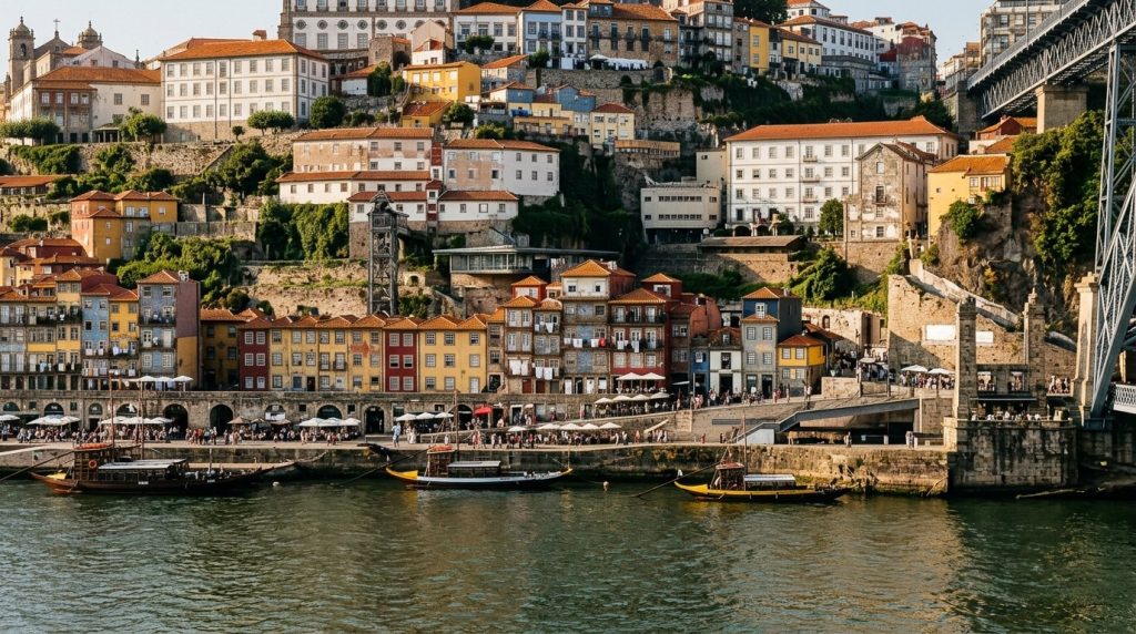 Colorful riverside houses in the Ribeira district of Porto, Portugal