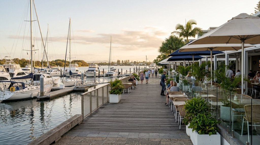 Marina and quiet dining strip at Main Beach, Gold Coast