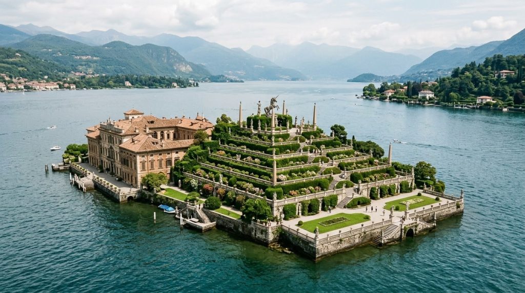 Isola Bella's terraced gardens and palace on Lake Maggiore near Como