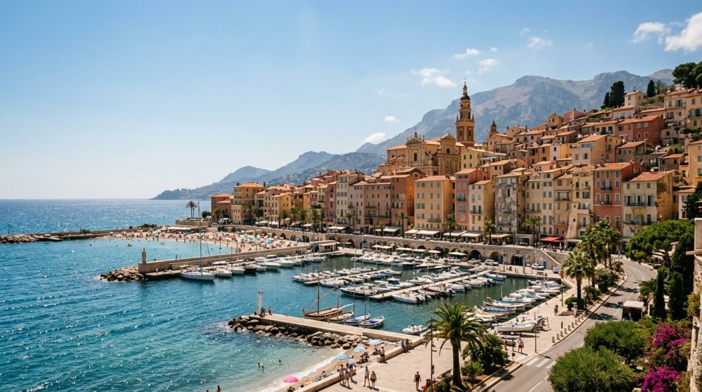 Menton's pastel old town and harbor on the French Riviera