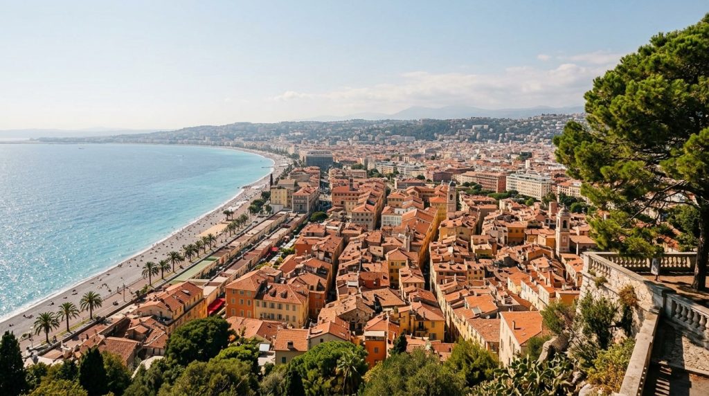View of Nice's old town and the Baie des Anges from Castle Hill