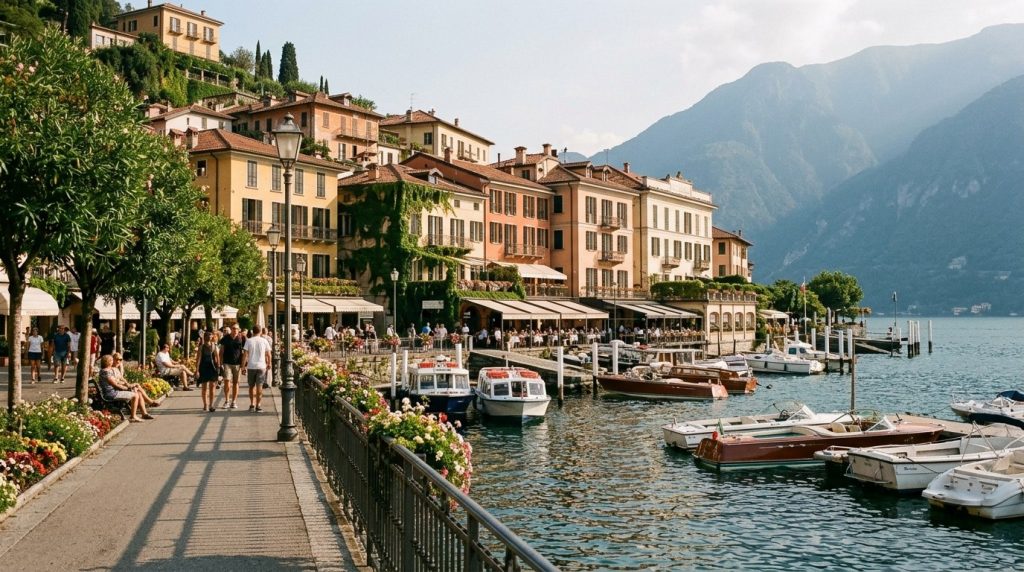 The lakeside promenade of Bellagio on Lake Como, Italy