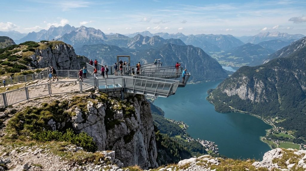 Five Fingers viewing platform over the cliffs above Hallstatt