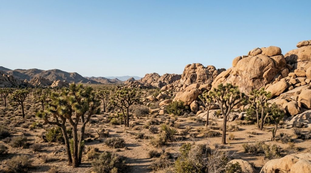 Desert rock formations in Joshua Tree National Park, California