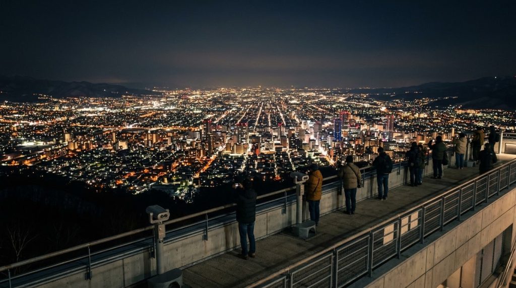 Sapporo night skyline seen from the Mount Moiwa observation deck