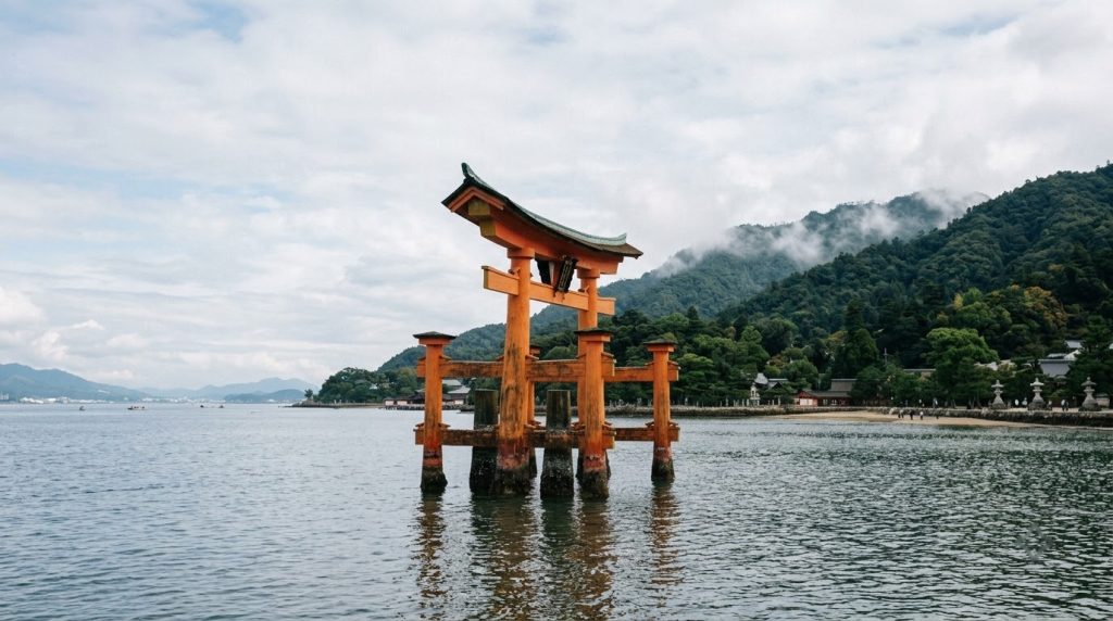 Floating torii gate of Itsukushima Shrine off Miyajima island