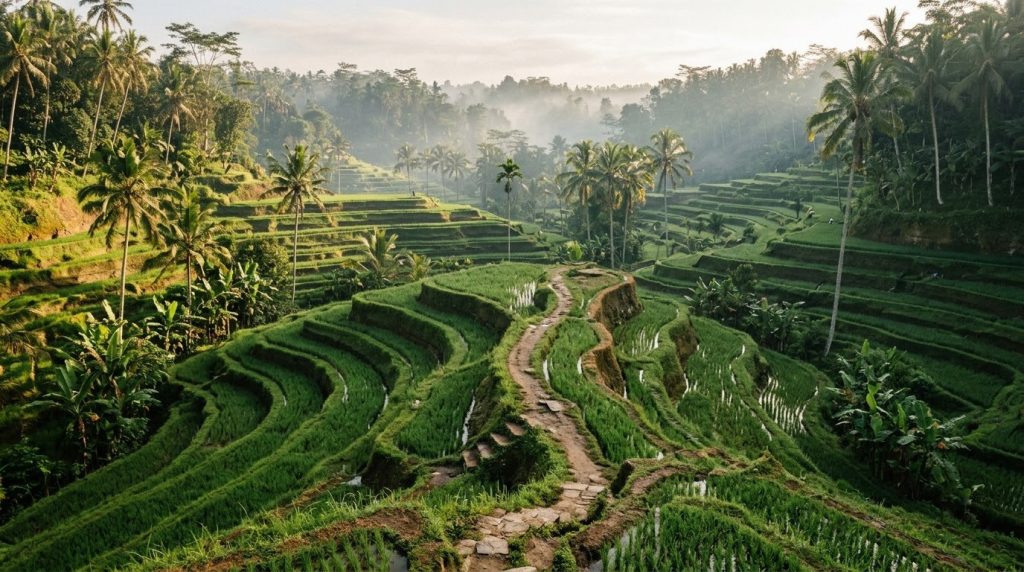 Green rice terraces at Tegalalang near Ubud, Bali