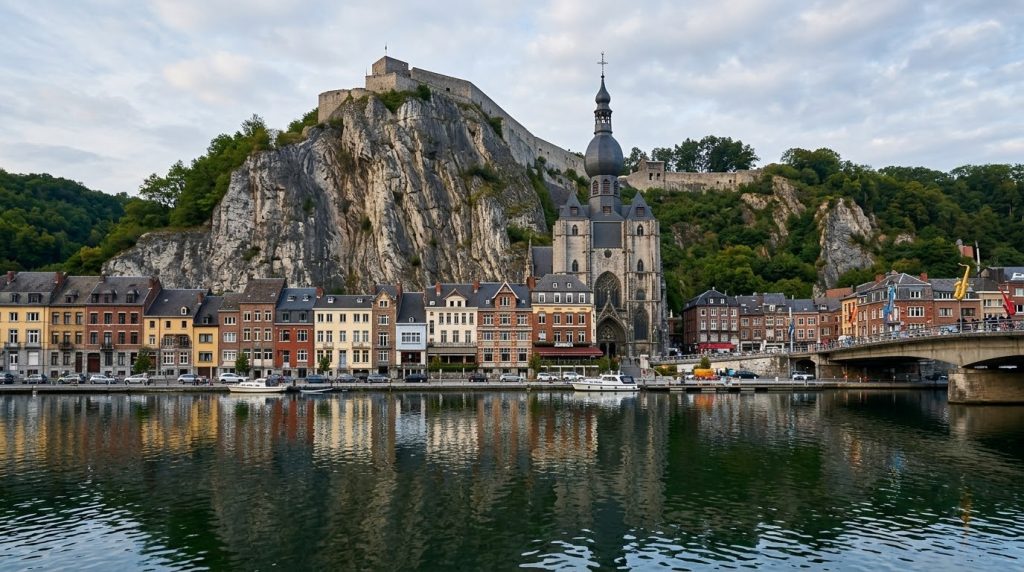 Dinant's citadel and church rising above the Meuse river