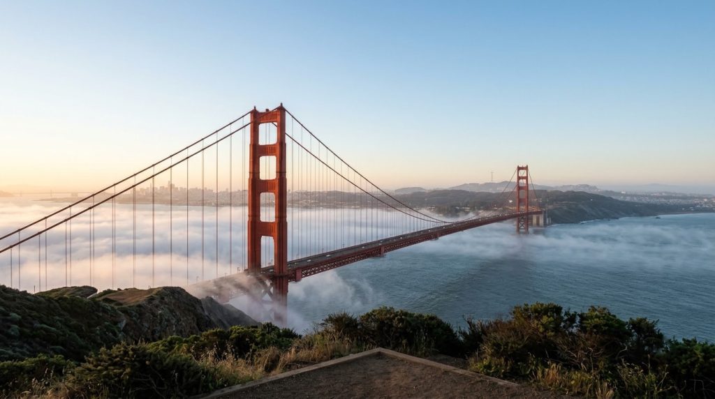 Golden Gate Bridge spanning the bay in San Francisco