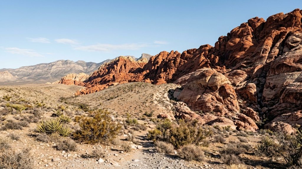 Red sandstone cliffs at Red Rock Canyon near Las Vegas