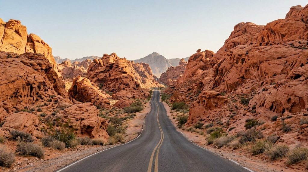 Orange sandstone formations at Valley of Fire near Las Vegas