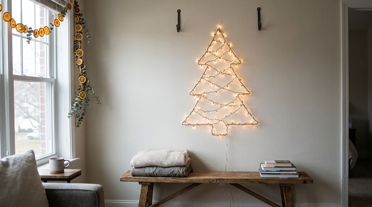 Hang a Ready-Made Lit Wall Tree: christmas decor ideas idea