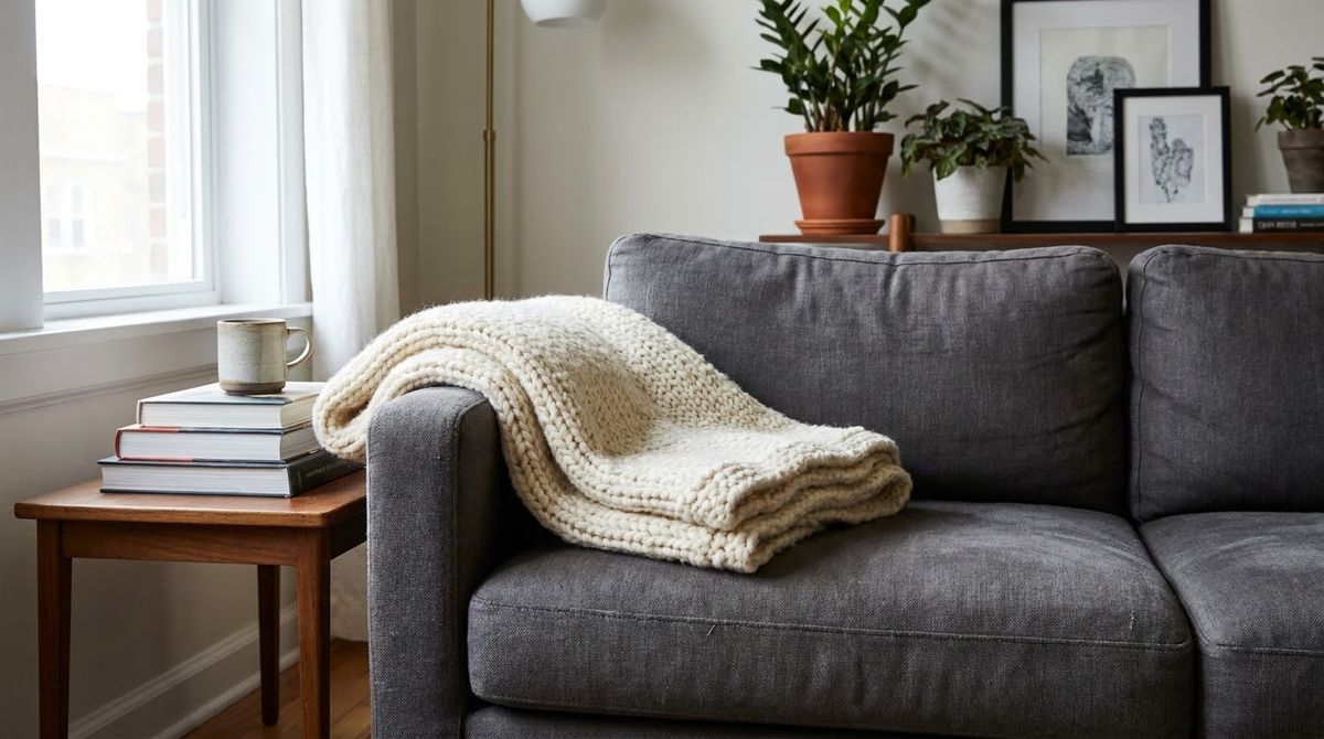 Drape a Throw on the Sofa Arm: christmas decor ideas idea