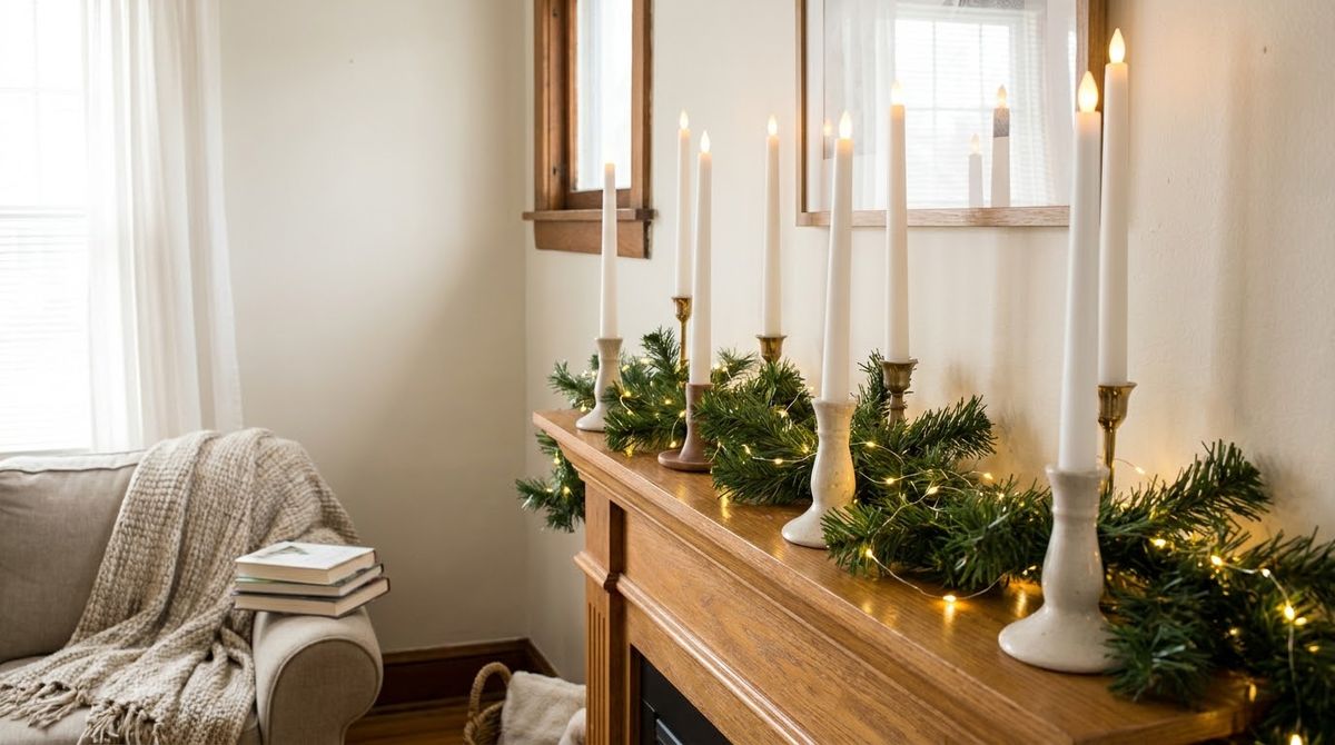 Use Flameless Taper Candles for Height: christmas decor ideas idea