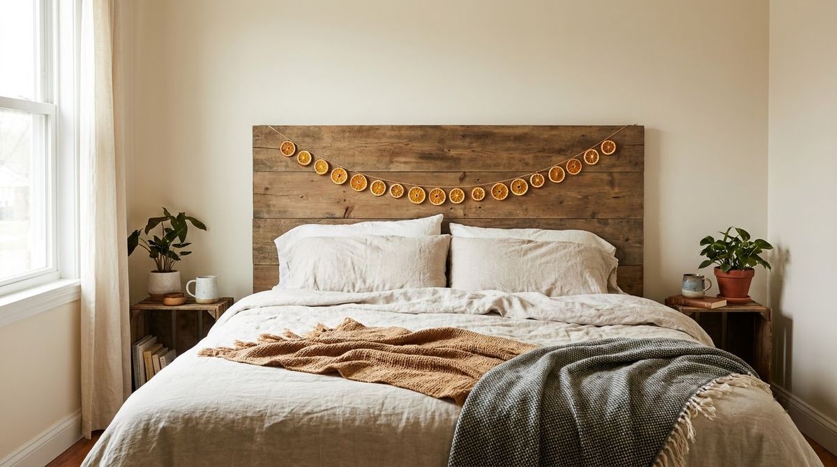 Dried Orange Slice Garland: christmas bedroom decor idea