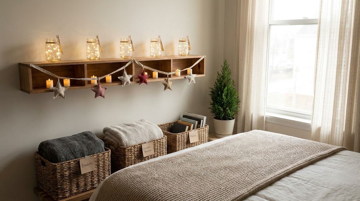 Small Room, Safety and Storage Ideas: christmas bedroom decor