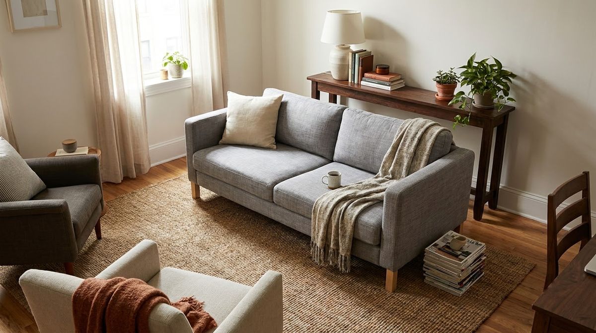 Layout 2: Float the Sofa and Put a Console Behind It