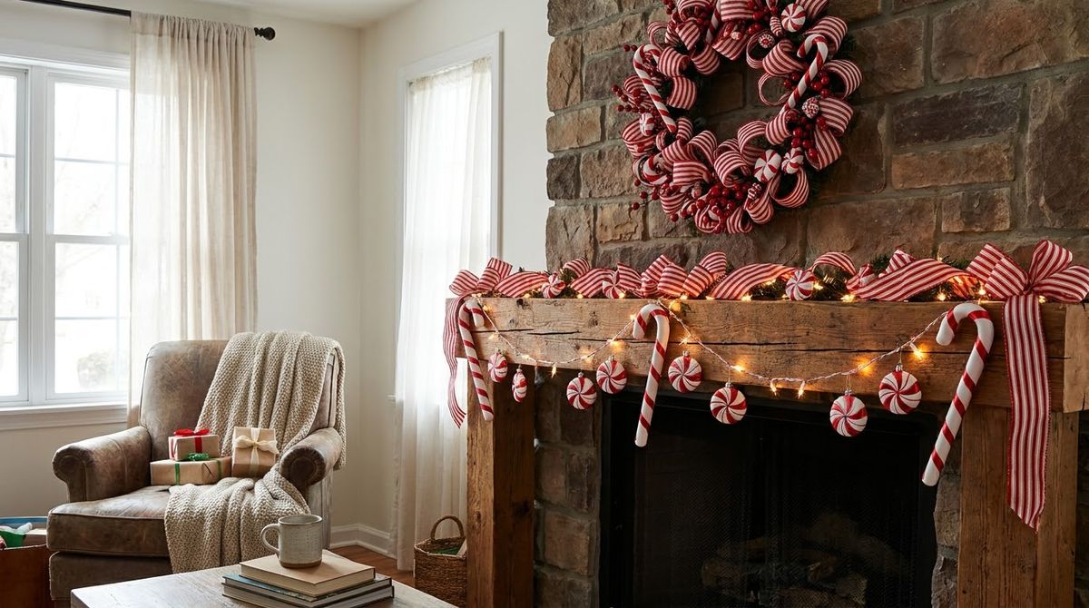 Candy Cane Wreath and Garland Ideas