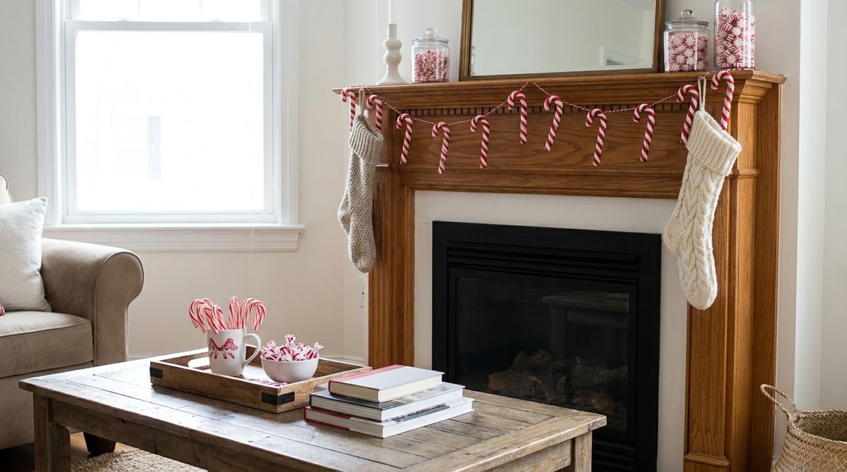 Mantel and Table Candy Cane Ideas