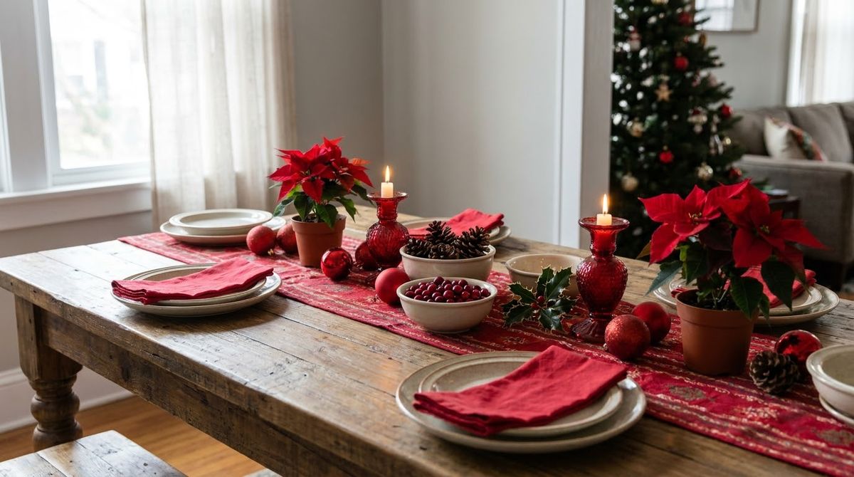 Red Table Decor for Christmas Dinner Red Table Decor for Christmas Dinner