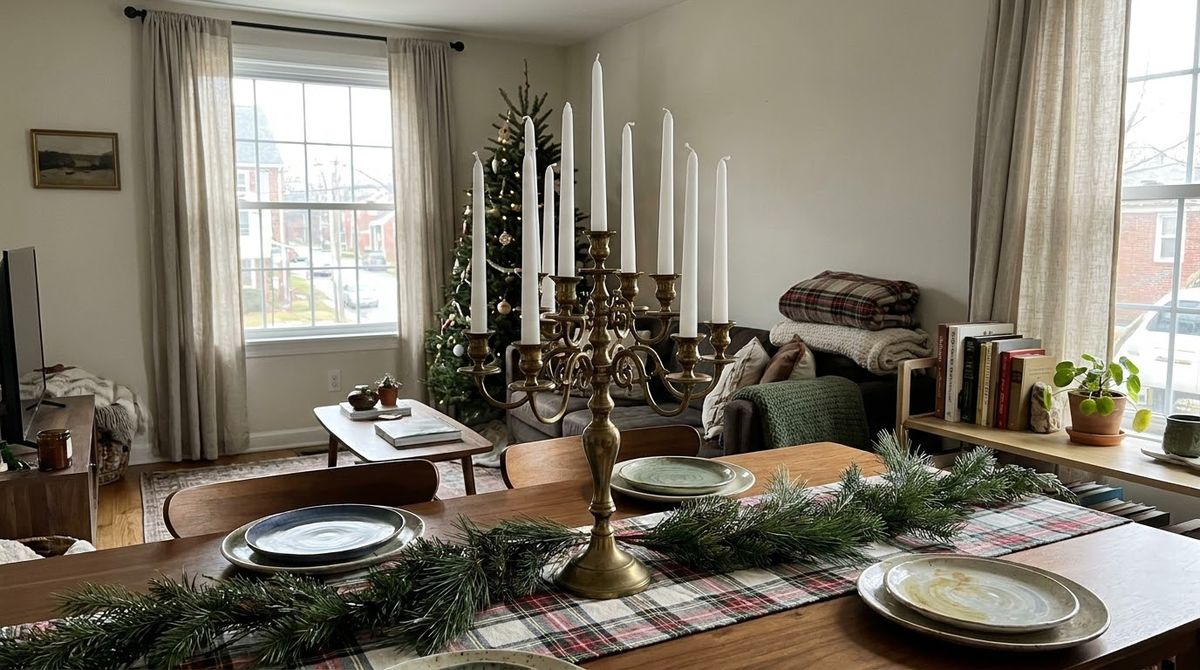 Brass Candelabra: christmas table decor idea