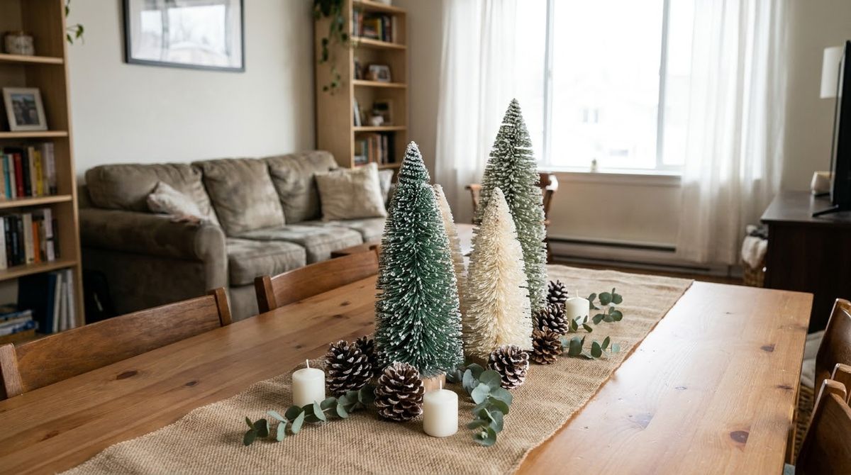 Bottle-Brush Tree Forest: christmas table decor idea