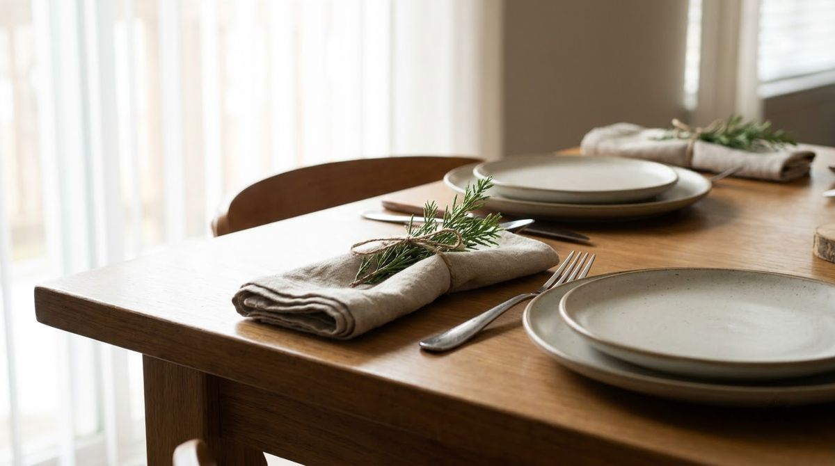 Napkins, Rings and Place Settings: christmas table decor