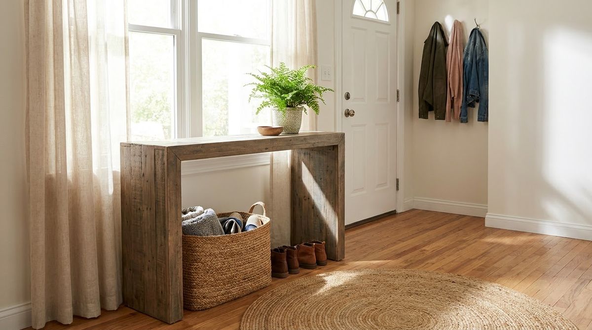 Tuck a Basket Under the Console: entryway decor ideas idea