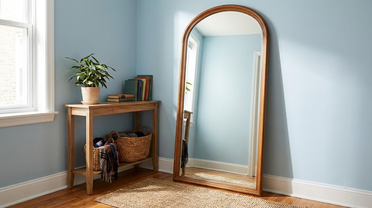 Lean an Arch Mirror Instead of Hanging It: entryway decor ideas idea